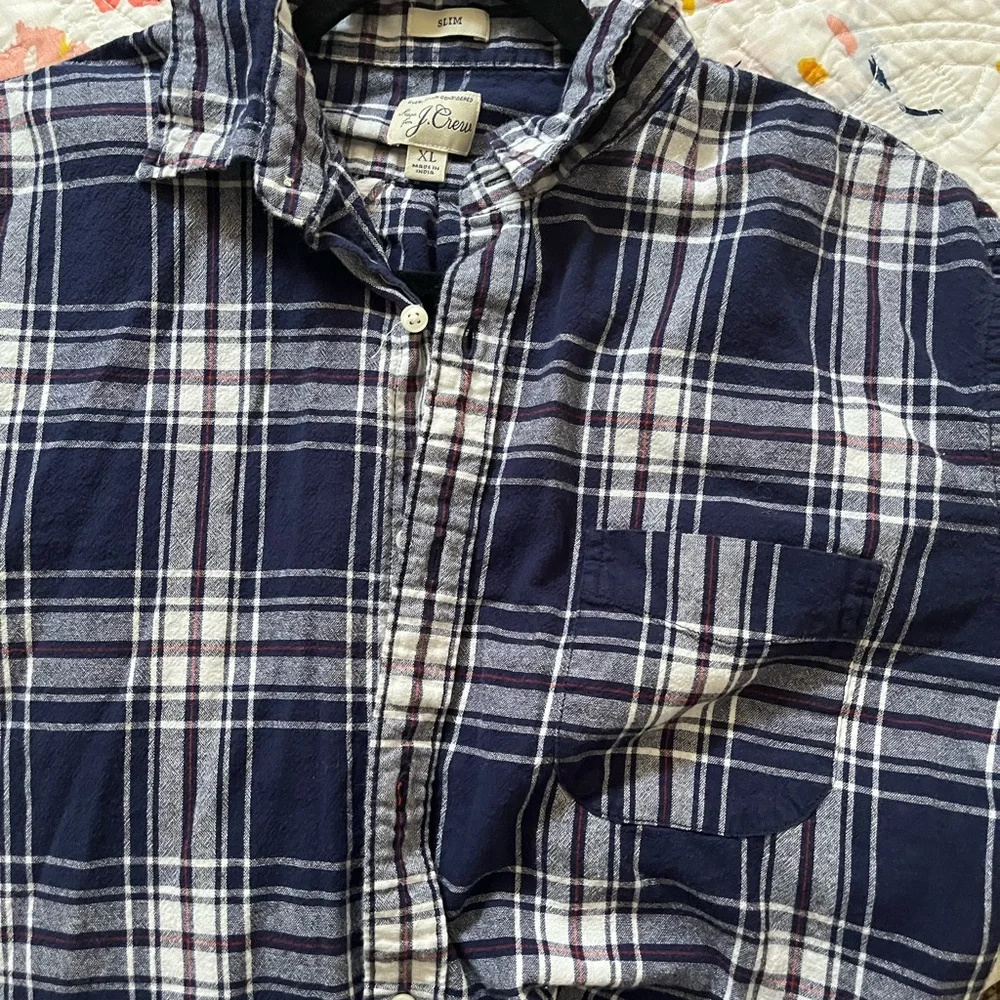 J.Crew Men's Navy Plaid Shirt XL
